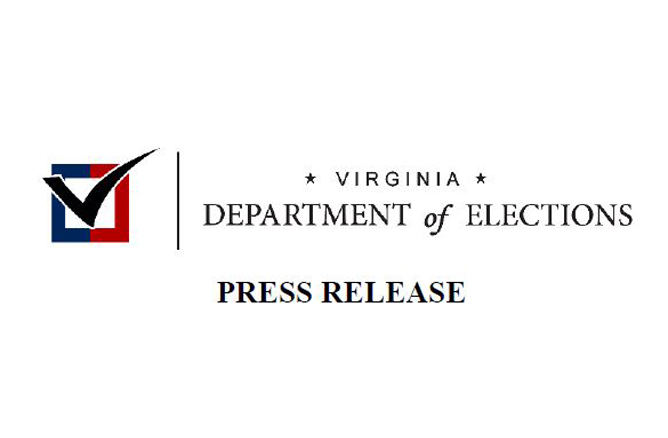 Virginia Department of Elections Press Release